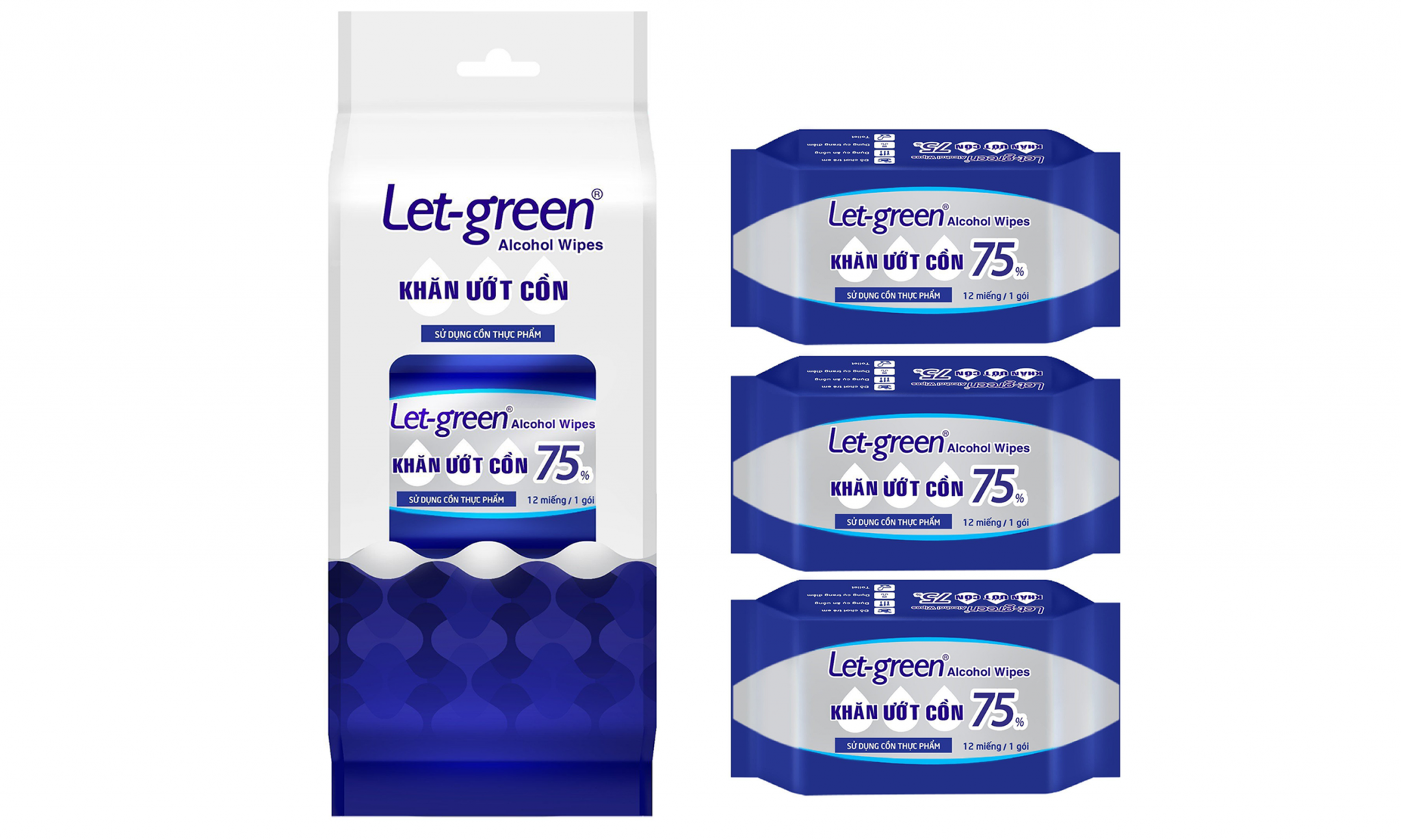  Khăn Ướt Cồn Mini LET-GREEN 12 Miếng/Gói 