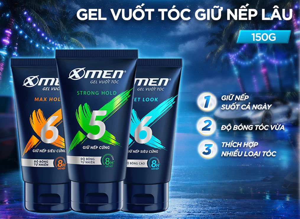  Gel Vuốt Tóc Nam XMen 150g - Tạo Kiểu Tóc, Giữ Nếp 8H 