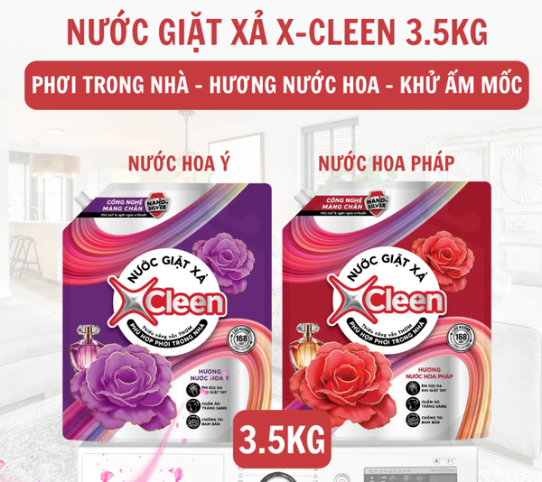  Nước giặt xả Xcleen 2in1 hương nước hoa quyến rũ, ngọt ngào, sạch vượt trội, thiếu nắng vẫn thơm dung tích 2-3.5kg 