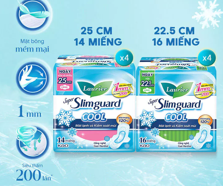  Băng Vệ Sinh Laurier Siêu Mỏng Mát Lạnh 1mm 