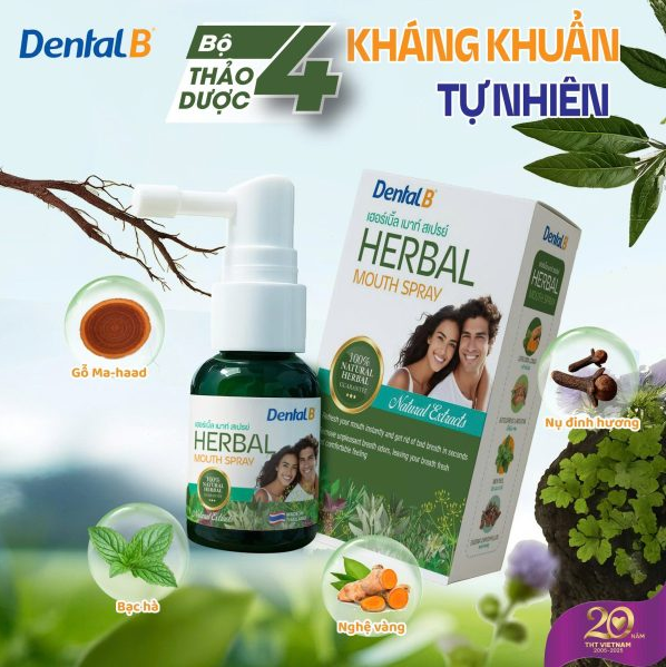  Xịt thơm miệng thảo dược Dental B Thái Lan 25ml 