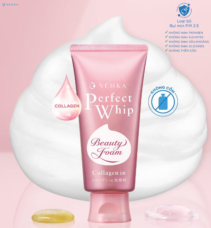  Sữa rửa mặt đàn hồi mướt mịn SENKA PERFECT WHIP collagen in 120 g 