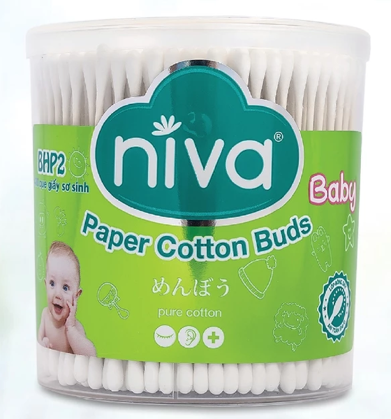  Hộp Tăm Bông 2 Đầu Kháng Khuẩn Cho Bé Niva Bhp2 – 400 Que, 100% Bông Tự Nhiên, An Toàn và Mềm Mại 