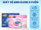  Giấy Vệ Sinh Elene 6 Cuộn 4 Lớp Cao Cấp, Mềm Mịn, An Toàn, Tan Ngay Trong Nước (Có Lõi/Không Lõi) 