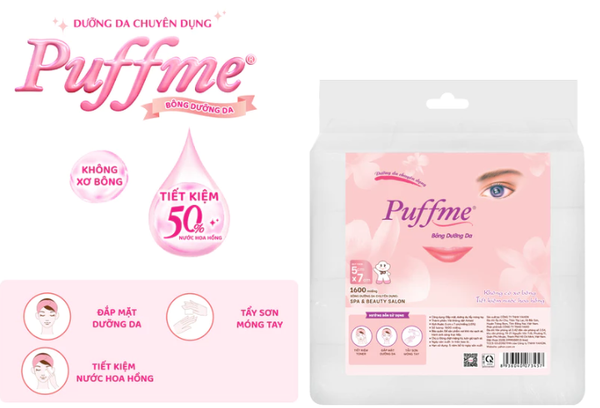  Bông Đắp Toner Dưỡng Da Giữ Ẩm PUFFME Airlaid, 1600 Miếng/Bao 