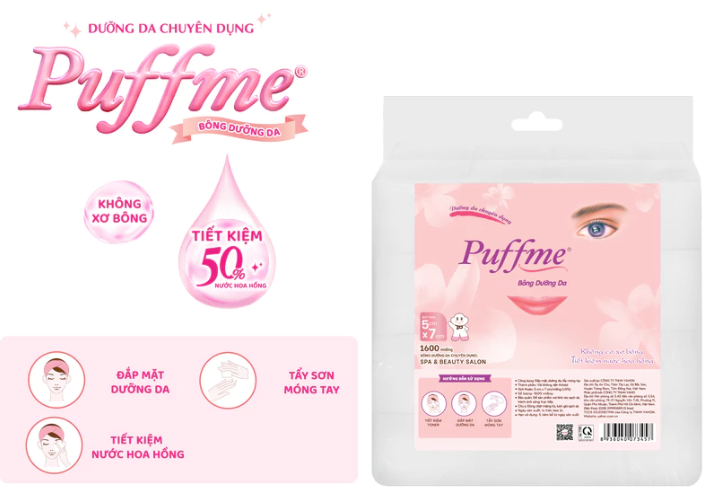  Bông Đắp Toner Dưỡng Da Giữ Ẩm PUFFME Airlaid, 1600 Miếng/Bao 