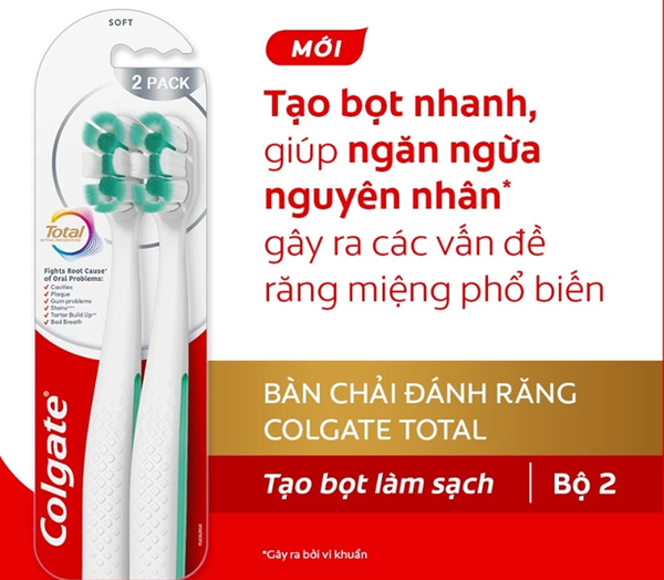  Bàn chải Colgate Total, công nghệ tạo bọt nhanh, ngăn ngừa 6 vấn đề răng miệng phổ biến 