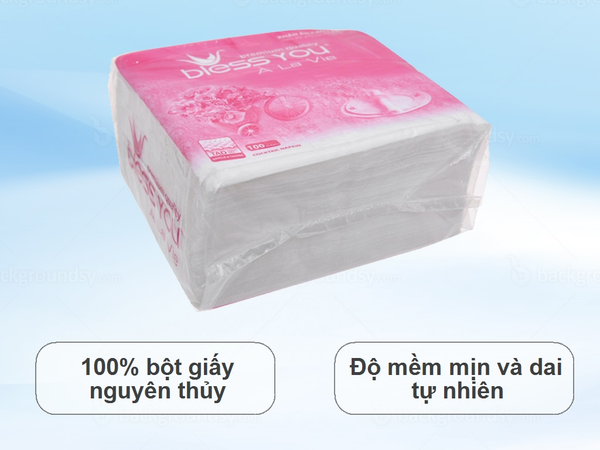  Khăn giấy ăn Bless You 1 lớp 100 tờ (33*33 cm & 23*23 cm) 