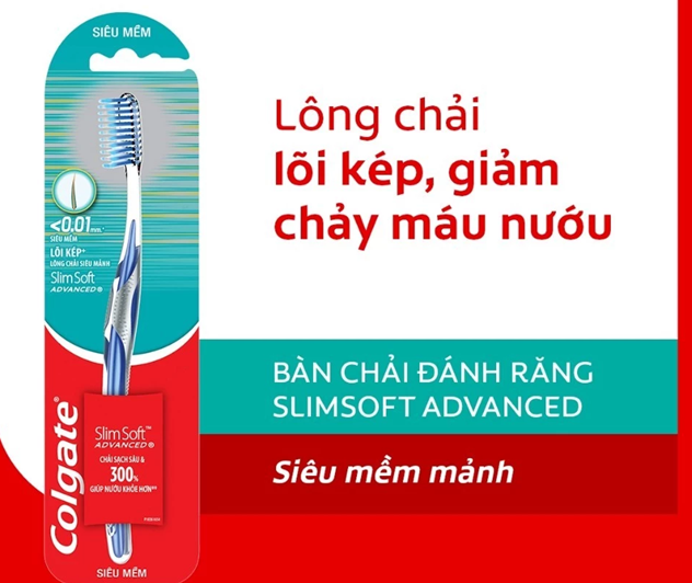  Bàn chải Colgate SlimSoft Advanced ngăn chảy máu nướu siêu mềm mảnh 
