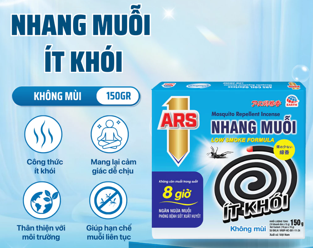  Nhang Muỗi ARS Coil Ít Khói Xua Diệt Muỗi Hiệu Quả – Không Mùi/Lavender/Sakura (150g) 
