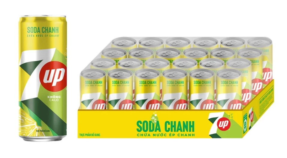  Nước Uống Có Gaz 7UP Soda Chanh Không Calo, Không Đường 320ml/lon 