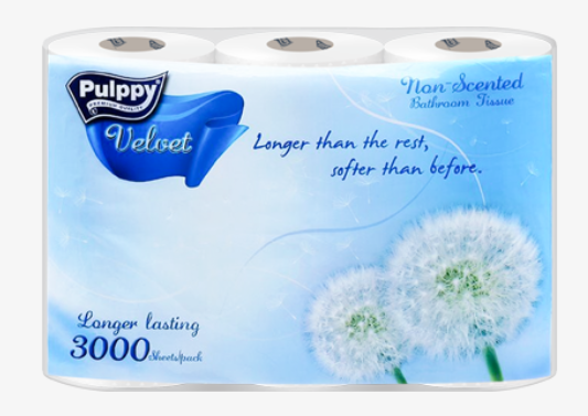 Giấy Lụa Cuộn Pulppy Velvet 6 Cuộn 