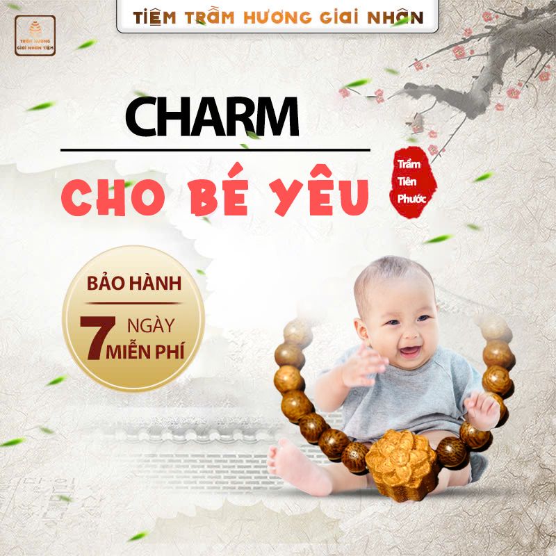  Vòng Tay Trầm Hương Giai Nhân Cho Bé Yêu Mix Charm 