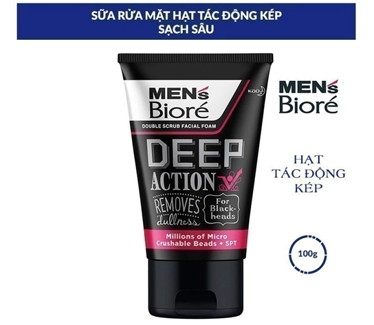  Sữa Rửa Mặt Men Biore Hạt Tác Động Kép Sạch Sâu 100g 