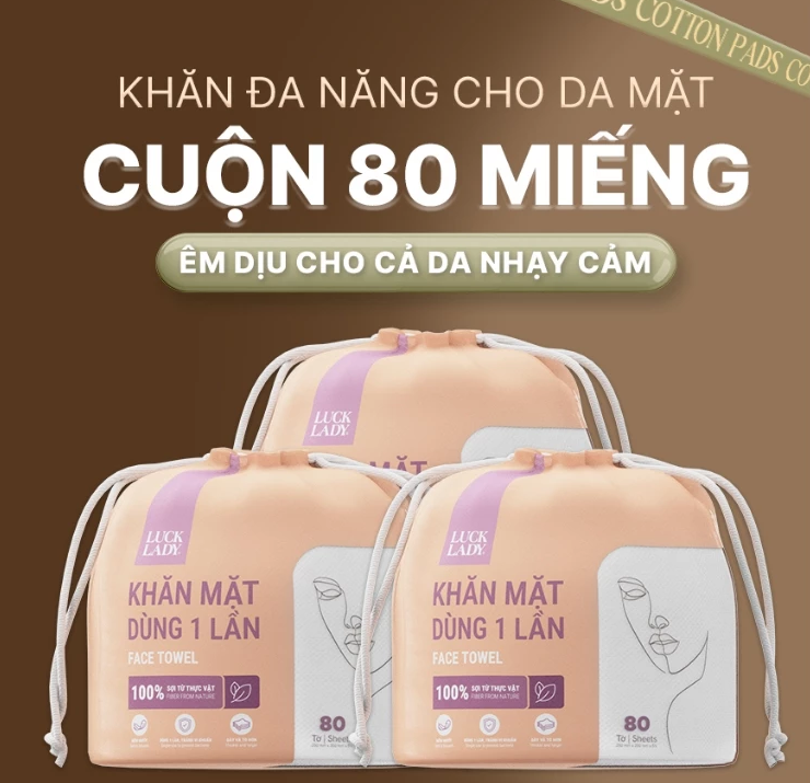  Khăn giấy, khăn mặt dùng một lần Luck Lady 80 tờ 