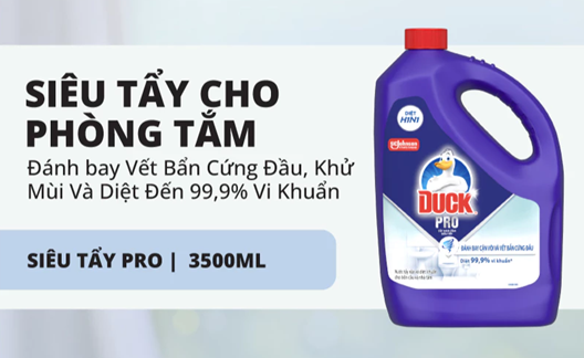  DUCK Tẩy Rửa Nhà Tắm Siêu Tẩy Pro Diệt 99,9% Vi Khuẩn, Tẩy Sạch Vết Bẩn 3500ml 