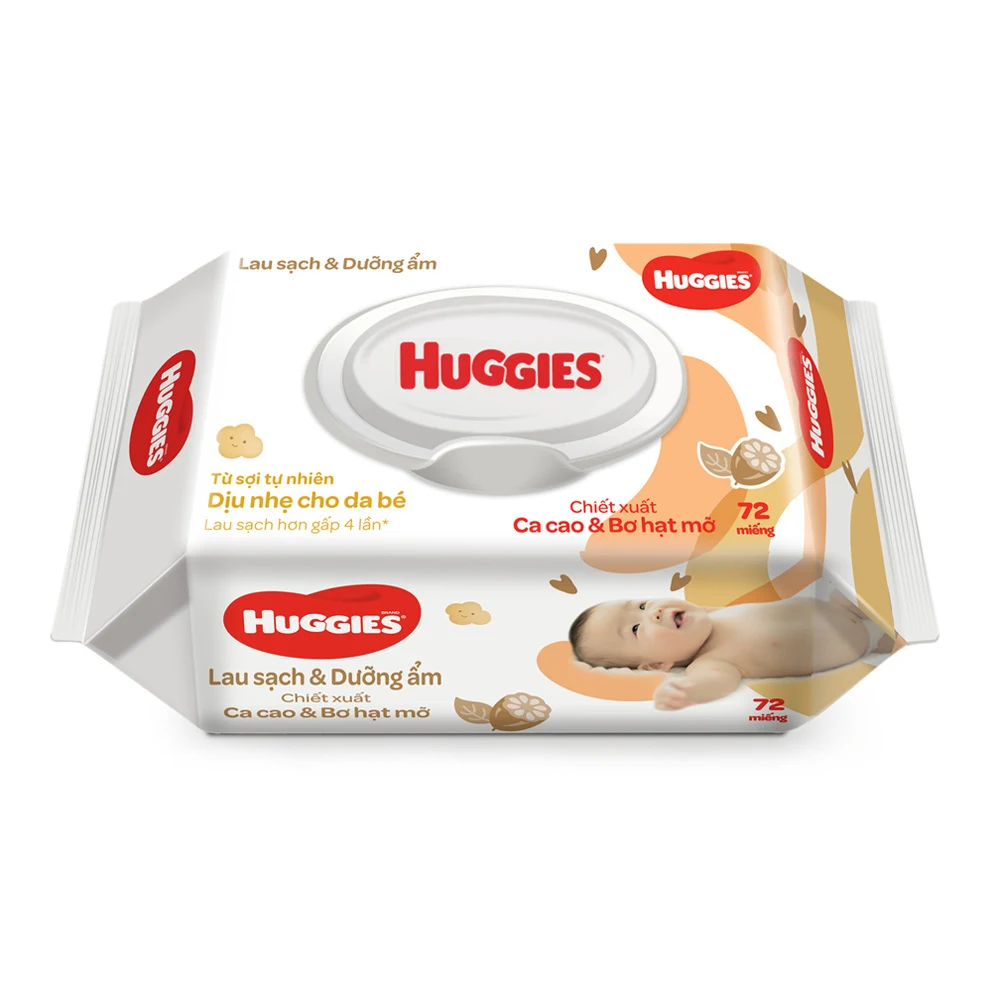  Khăn ướt Huggies chiết xuất Cao cao và Bơ hạt mỡ (72 miếng/gói) 