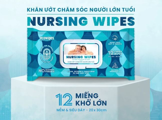  Khăn ướt lau cơ thể Nursing Wipes gói 12 hương trà xanh 