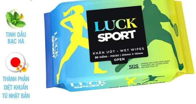  Khăn ướt LUCK SPORT 1 lớp không mùi gói 30 tờ 