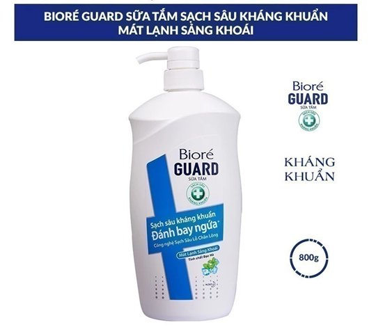  Biore Sữa Tắm Sạch Sâu Kháng Khuẩn Guard – Mát Lạnh Sảng Khoái 800g 