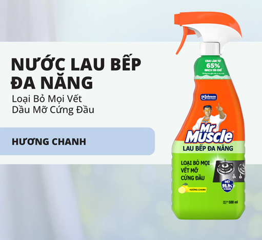  MR MUSCLE Nước Lau Bếp Đa Năng Hương Chanh Tẩy Sạch Vết Dầu Mỡ 500ml 