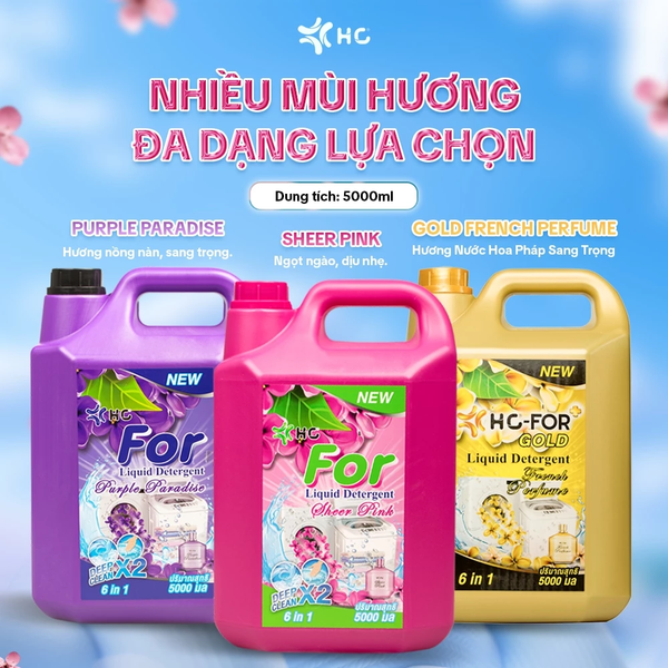  Nước Giặt Xả HC For Gold Blue Heaven - Đậm Đặc Gấp 28 Lần, Sạch Sâu, Hương Thơm Tươi Mát - 5L 