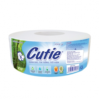  Giấy vệ sinh Jumbo cuộn Cutie 700g 