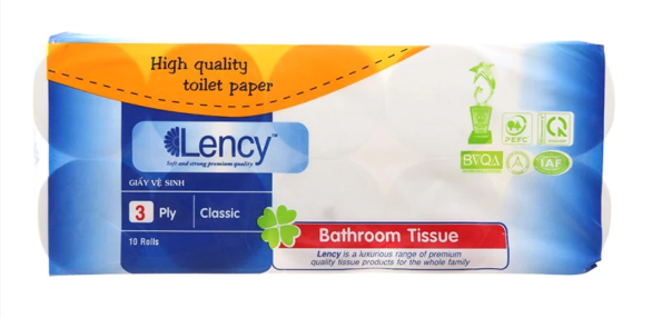  Giấy vệ sinh Lency classic không lõi 3 lớp – 10 cuộn 