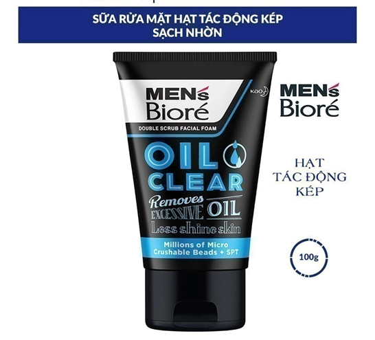  Sữa Rửa Mặt Men Biore Hạt Tác Động Kép Sạch Nhờn 100g 