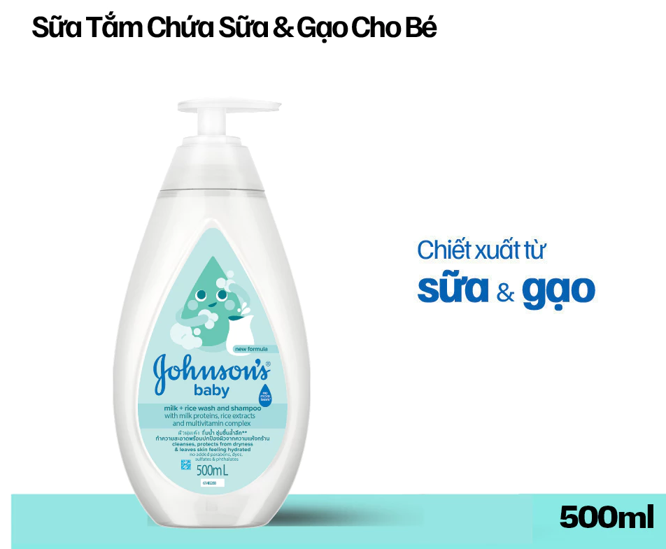  Sữa tắm chứa sữa và gạo Johnson's Baby 500ml 