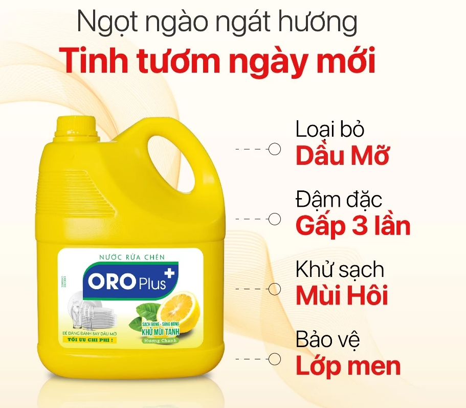  Nước Rửa Chén Dầu Rửa Bát Oroplus Hương Chanh Khử Mùi Tanh Giúp Bát Đĩa Sạch Bóng Chuyên Dụng Cho Nhà Hàng 3.4kg 