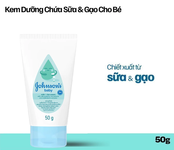  Kem dưỡng da chứa sữa & gạo Johnson's Baby cream 50g 