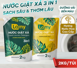  Nước Giặt Xả Lamy 3in1 lưu hương Nước Hoa, Sạch Sâu Mềm Vải Túi 2L/ Can 3.5L 