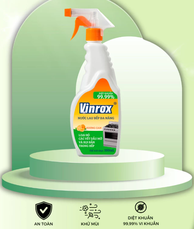  Nước Lau Bếp VINROX 500ml Hương Cam – Tẩy Sạch Dầu Mỡ Cứng Đầu, Làm Sạch Nhanh, Thơm Mát 