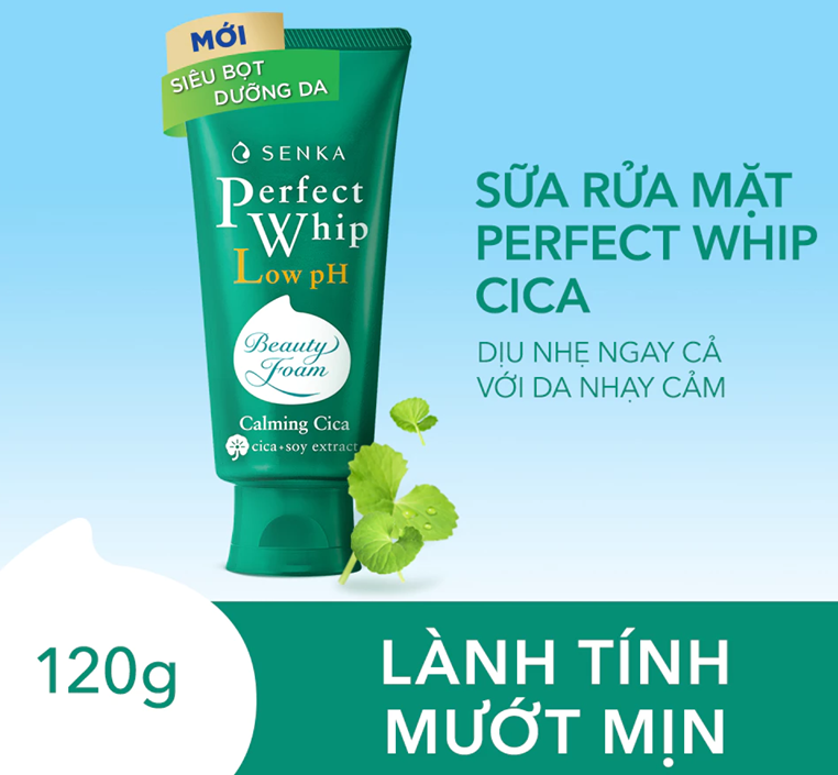  Sữa Rửa Mặt Rau Má Lành Tính SENKA PERFECT WHIP LOW pH CALMING CICA 120 g 