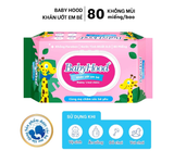  Khăn Ướt Em Bé BABYHOOD Không Mùi 80 Miếng Vải Không Dệt Mềm Mại Giữ Ẩm, An Toàn Cho Da Nhạy Cảm 
