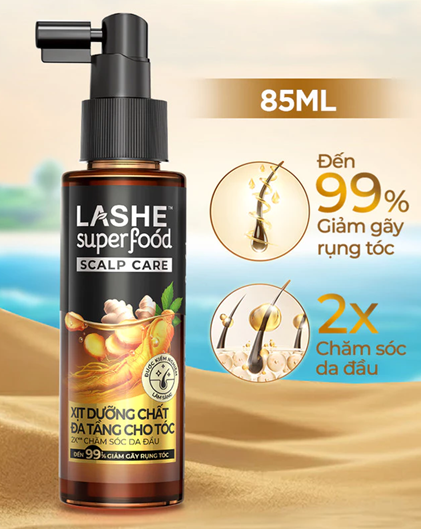  Xịt Dưỡng Chất Đa Tầng Cho Tóc Lashe Superfood Scalp Care 85ml Ngăn Gãy Rụng 