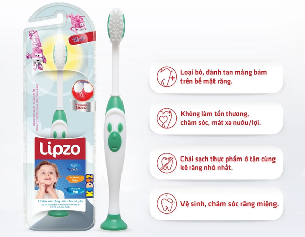  Bàn Chải Đánh Răng Trẻ Em Lipzo Kids S2 Hình Ngộ Nghĩnh Lông Chỉ Tơ Nha Khoa Siêu Mảnh Kháng Khuẩn 
