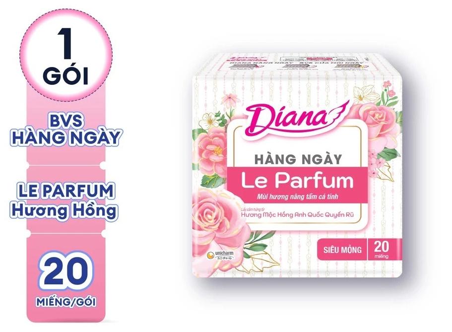  Băng vệ sinh Diana hằng ngày Le Parfum hương mộc hồng Anh Quốc quyến rũ 20 miếng 