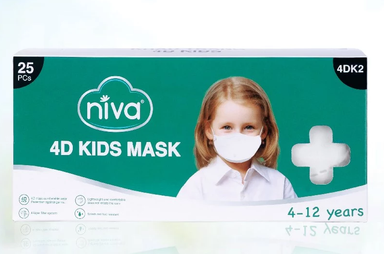  Khẩu Trang NIVA 4D Mask KF94 Dành Cho Trẻ Em Hộp 25 Chiếc Ngăn Bụi Mịn, Kháng Khuẩn, Không Kích Ứng Da 