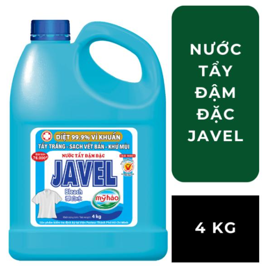  Nước Tẩy Trắng Javel Mỹ Hảo Diệt Khuẩn Và Tẩy Vết Bẩn, Tiện Lợi Bình 4KG 