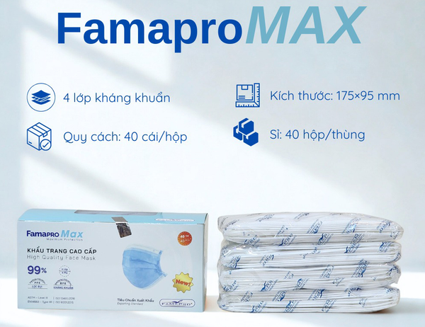  Khẩu trang y tế cao cấp 4 lớp Famapro Max (40 cái/ hộp) 