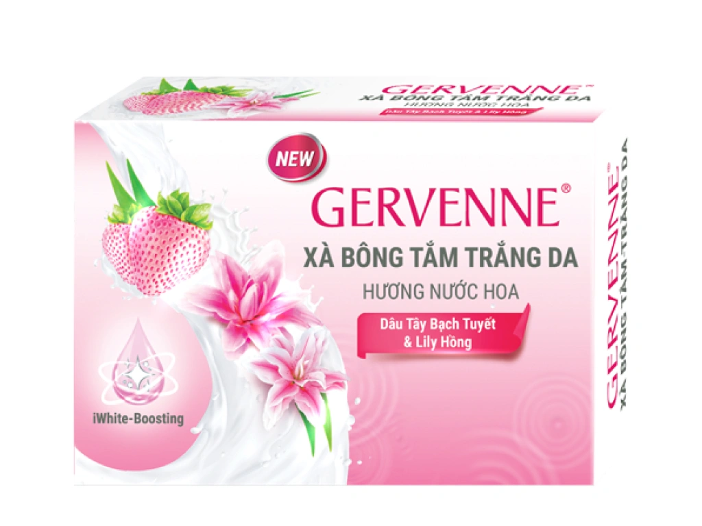  Xà bông Gervenne trắng da dâu tây bạch tuyết & lily hồng hương nước hoa 90g 