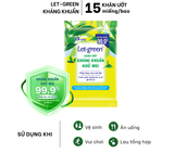  Khăn Ướt Kháng Khuẩn Khử Mùi Bỏ Túi LET-GREEN, 15 Miếng/Gói 