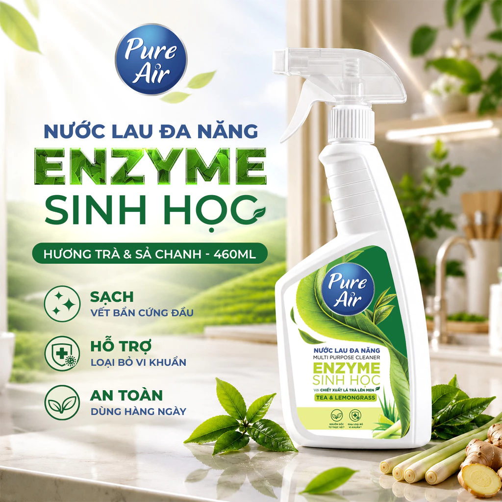  Nước Lau Đa Năng Enzyme Sinh Học Pure Air Chiết Xuất Lá Trà Lên Men Hỗ Trợ Làm Sạch Khử Mùi 460ml 