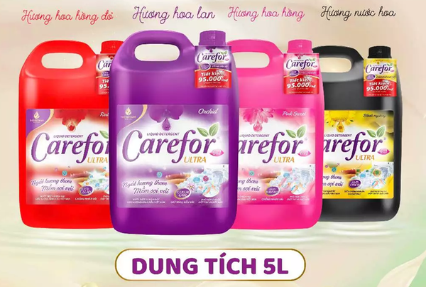  Nước Giặt Xả 6in1 Carefor 5L Hương Hoa Hồng, Hoa Lan, Nước Hoa Lưu Hương Lâu Sạch Sâu Vết Bẩn 
