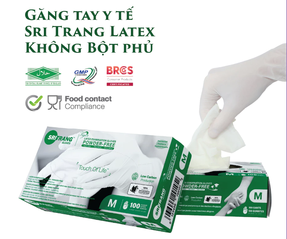  Găng tay y tế Sri Trang Latex Không Bột VIGOR 6.2g 100 chiếc/hộp 