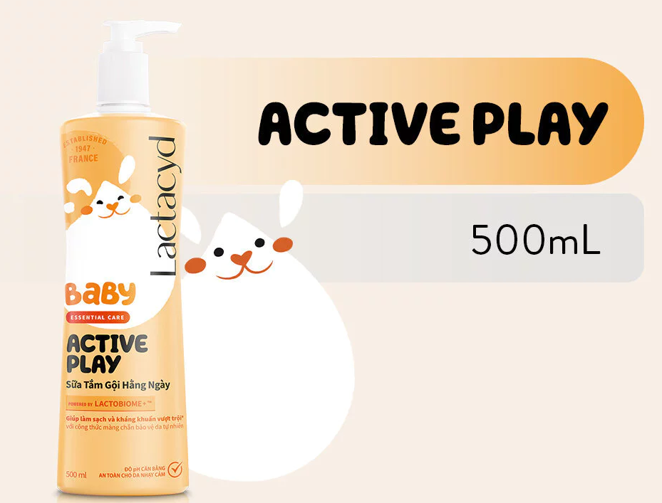  Sữa Tắm Gội Hằng Ngày Cho Bé Lactacyd Baby Active Play, Giúp Đề Kháng Da Và Bảo Vệ Bé Khỏi Vi Khuẩn 500ml 