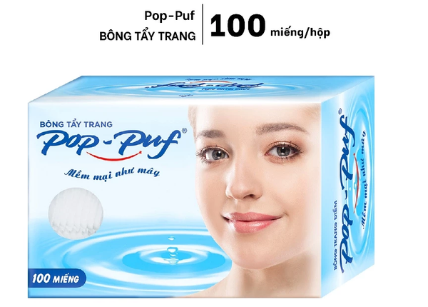  Bông Tẩy Trang Ép Biên POP-PUF Hộp 100 Miếng 