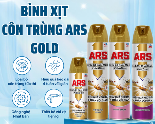  Bình Xịt Ruồi Muỗi Kiến Gián ARS GOLD Diệt Côn Trùng Hiệu Quả – Hương Sakura/Lavender/Không Mùi (300ml–600ml) 
